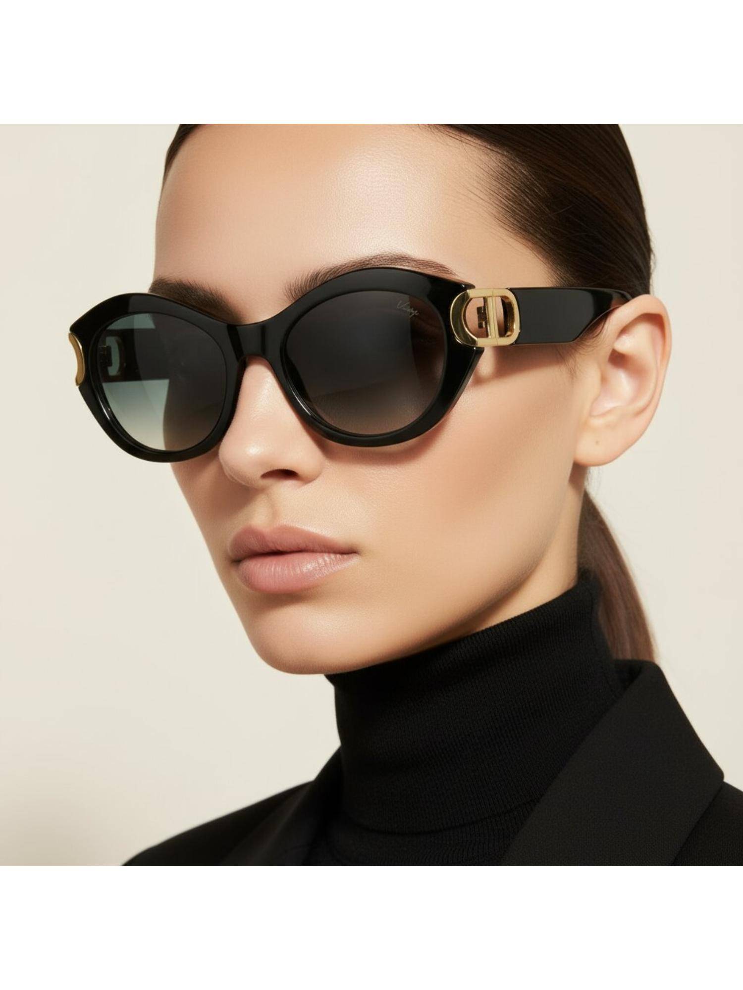 Vintage Women Amour Green Lens Sunglasses (54)
