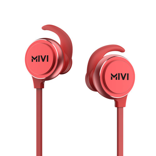 Mivi ThunderBeats Bluetooth Earphones Wireless with Mic, HD Sound, Powerful  Bass Red