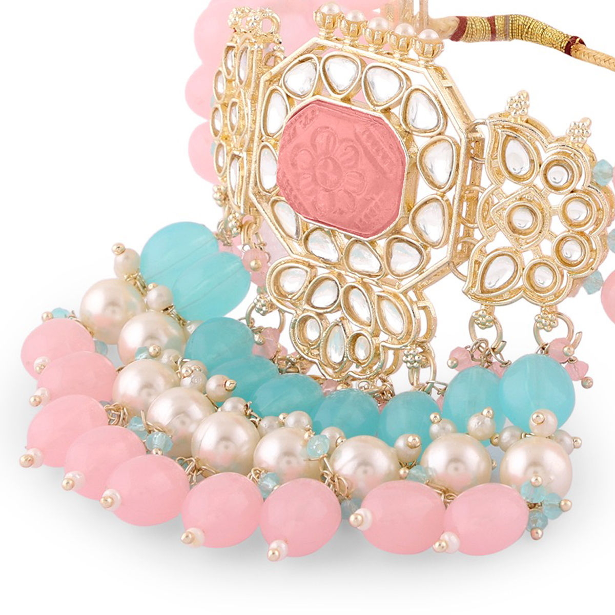 アクセサリー Jewelry Buy Zaveri Pearls Pink Turquoise Multistrand Kundan Necklace