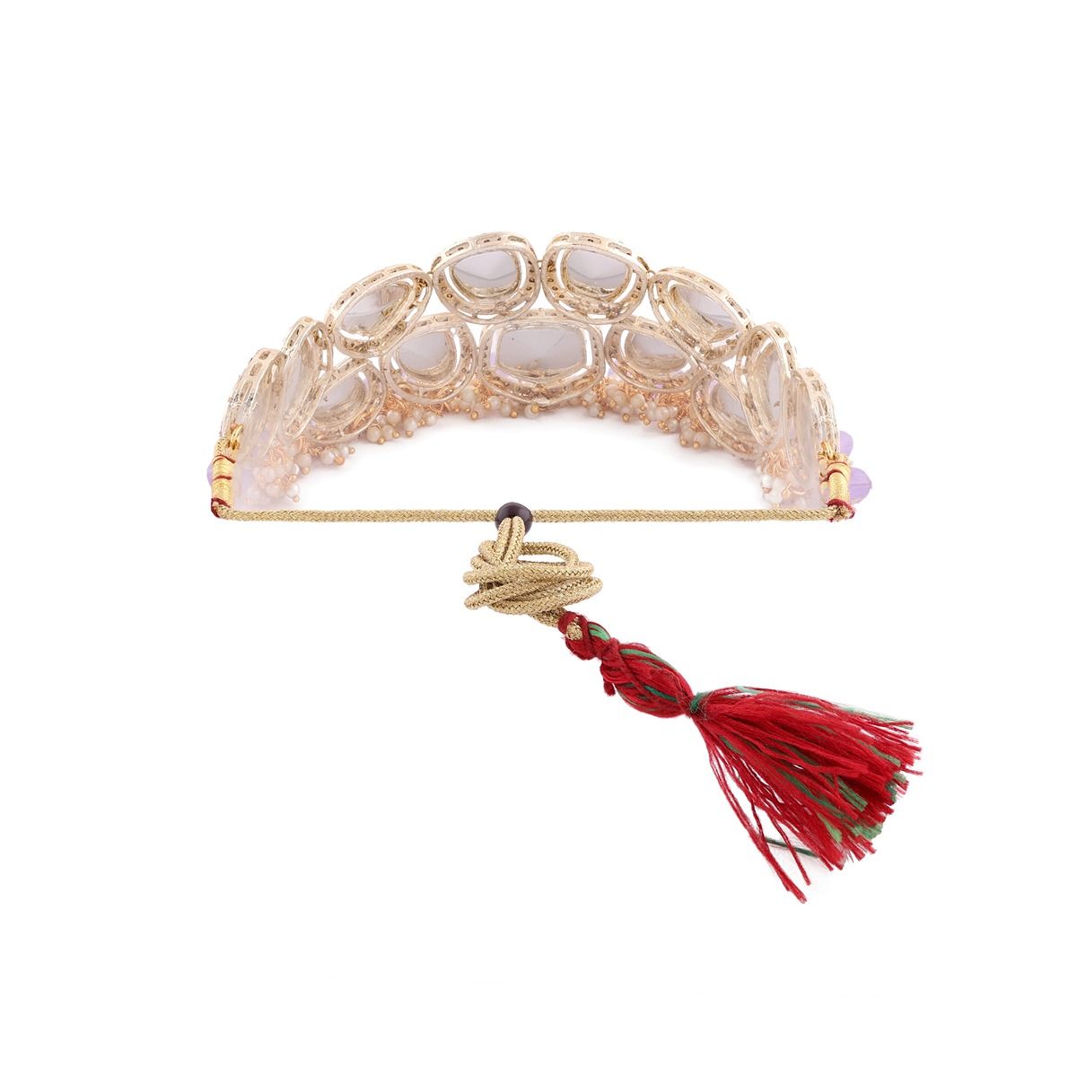 Buy Zaveri Pearls Purple Beads Drop Kundan Bridal Choker Necklace 