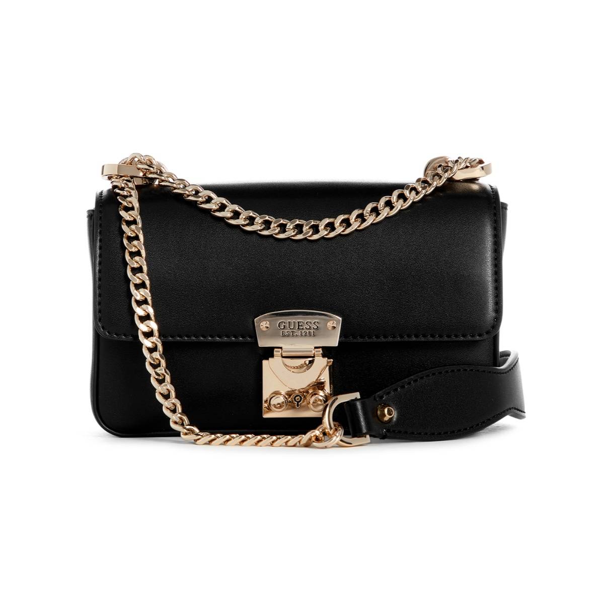 Guess Womens Black Polyurethane Solid Crossbody Bag