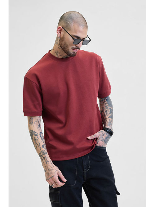 Snitch Men Dark Red Core Lab Relaxed Fit T-Shirt
