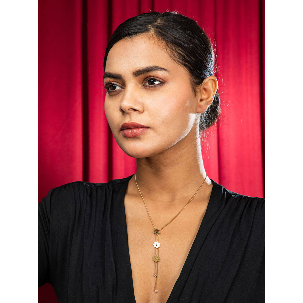 Niscka Golden Blossom Floral Necklace