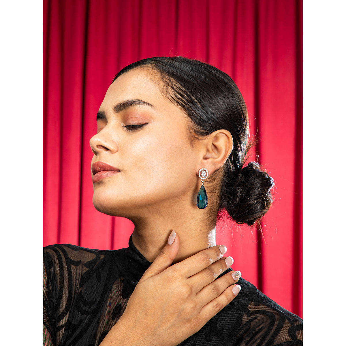 Niscka Royal Blue Drop Elegance Earrings