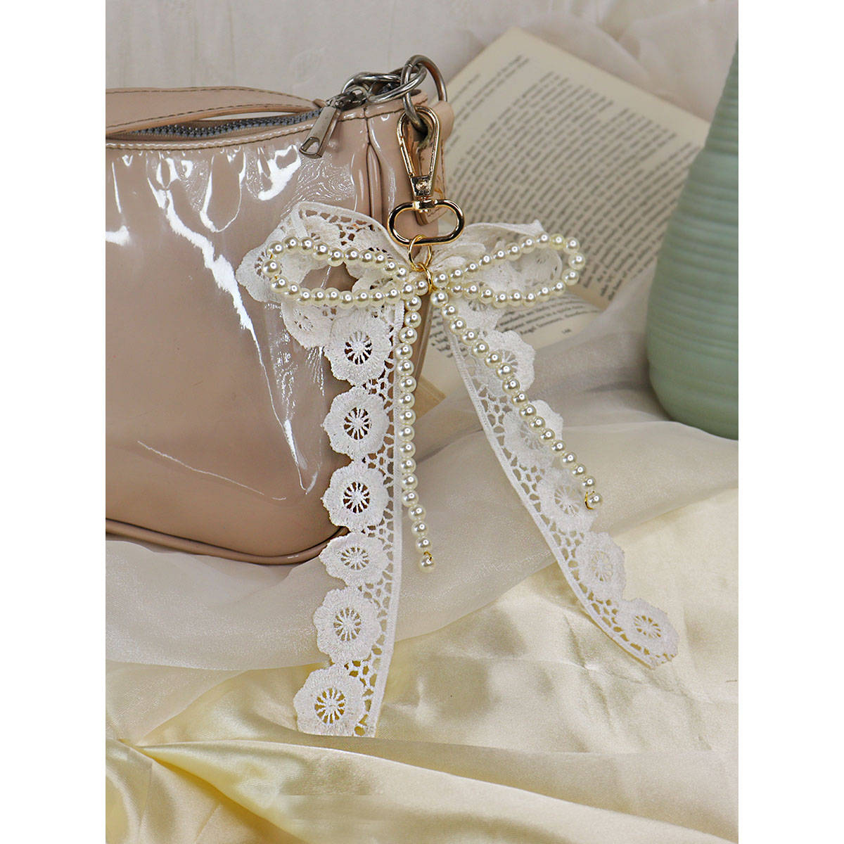 Soho Boho Studio White Pearly Sobowbow Bag Charm