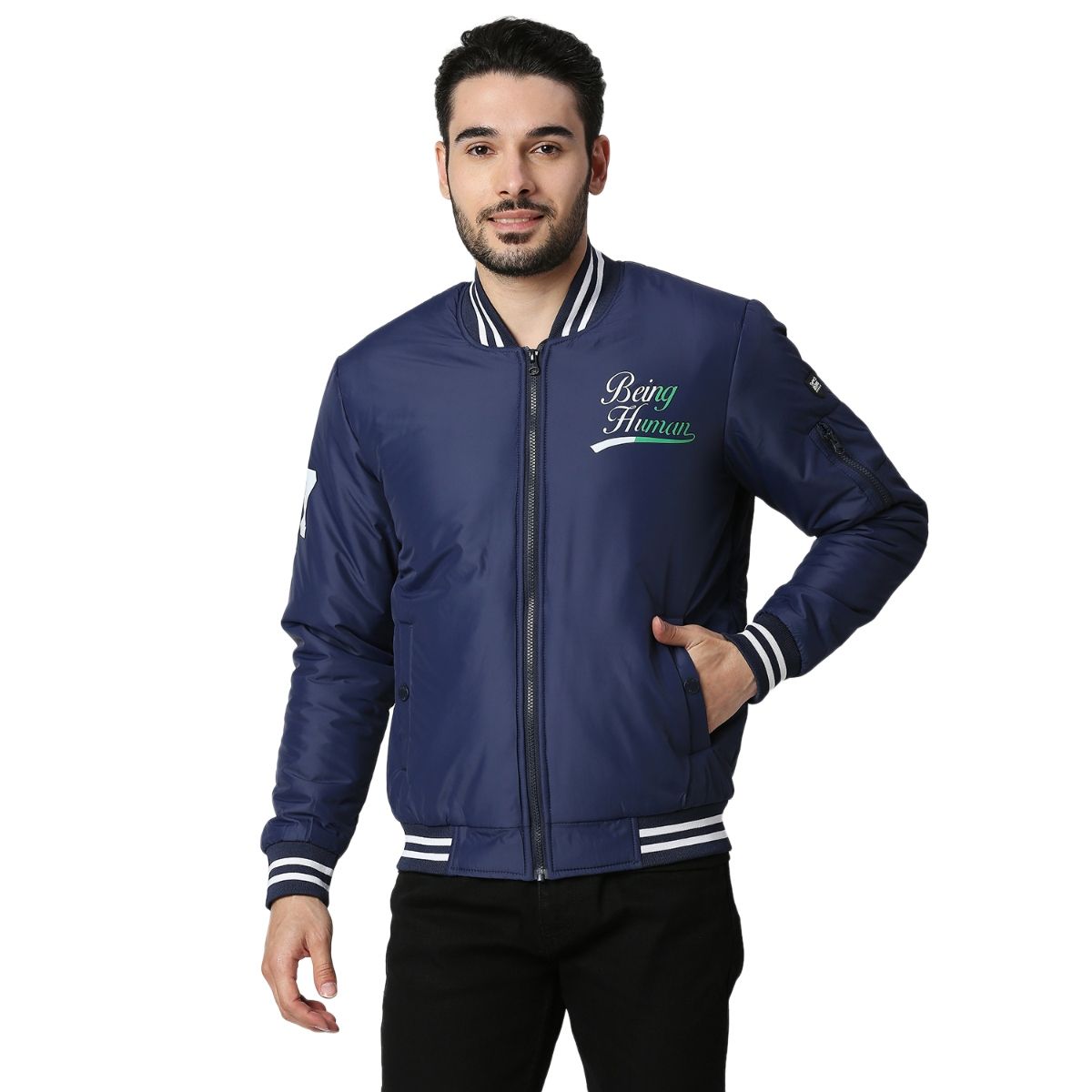 Buy Being Human Mens Regular Fit Solid Jacket Navy Blue Online