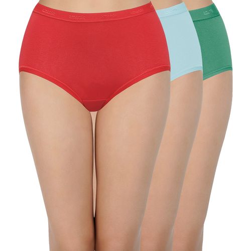 Buy Amante Solid Three-Fourth Coverage High Rise Full Brief Panties (Pack  of 3) Online