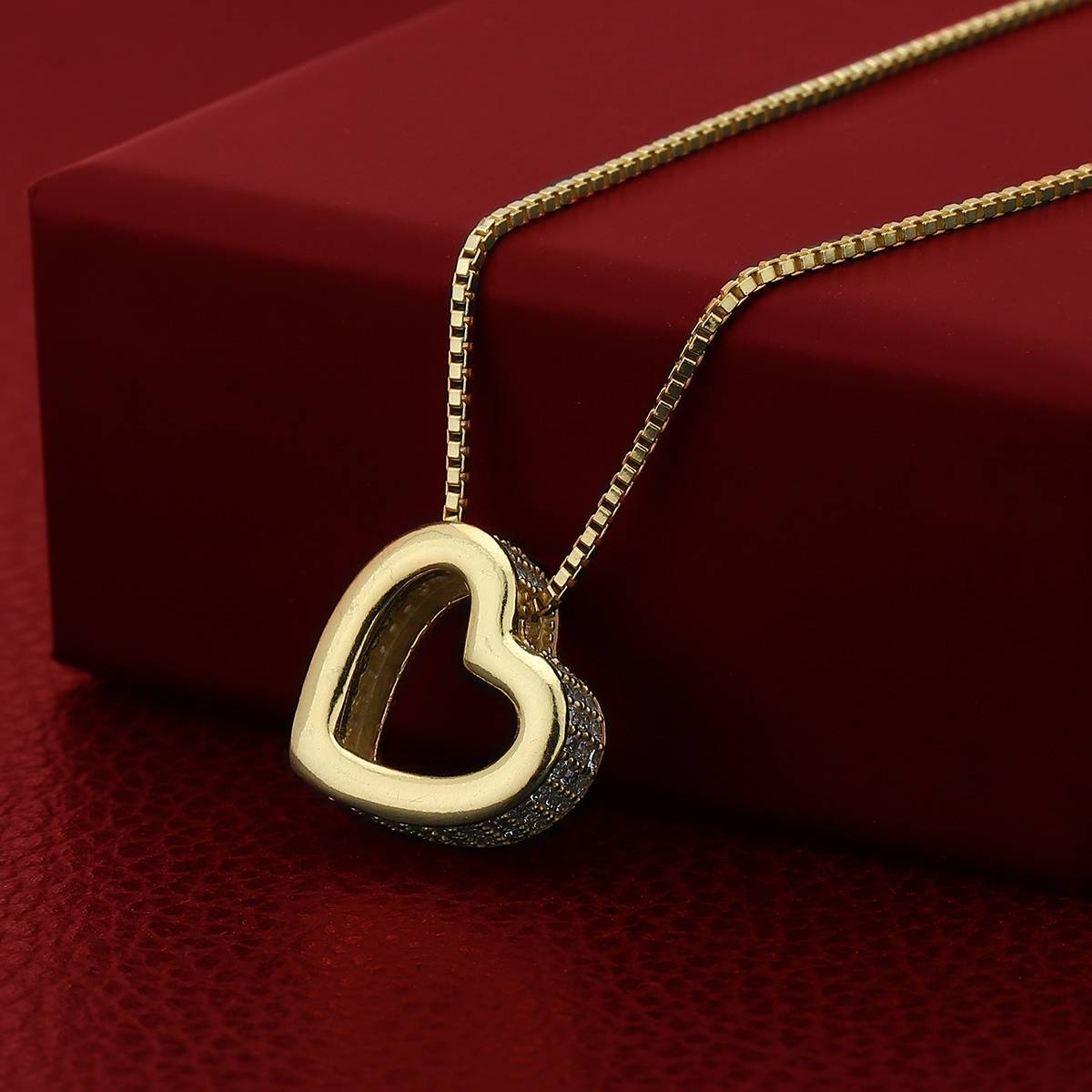 Carlton London Women Gold-Plated CZ Studded Pendant with Chain