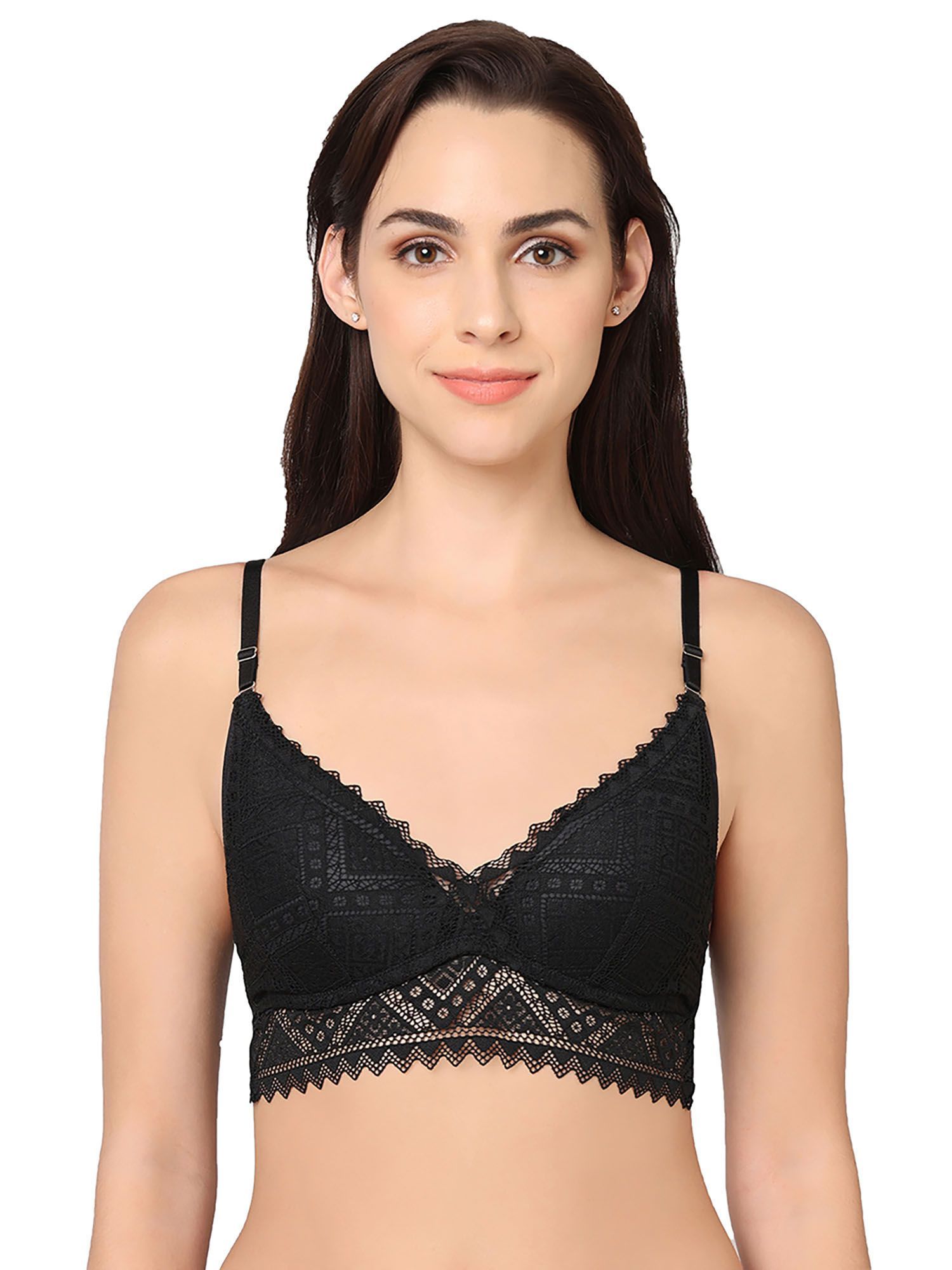 Buy Gaia Collection Padded Non-Wired Medium Coverage Lacy Bralette