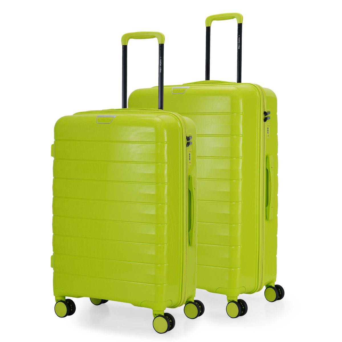 Nasher Miles Vienna Hard-Sided Polypropylene Neon Lime Trolley Bags (Pack of 2)