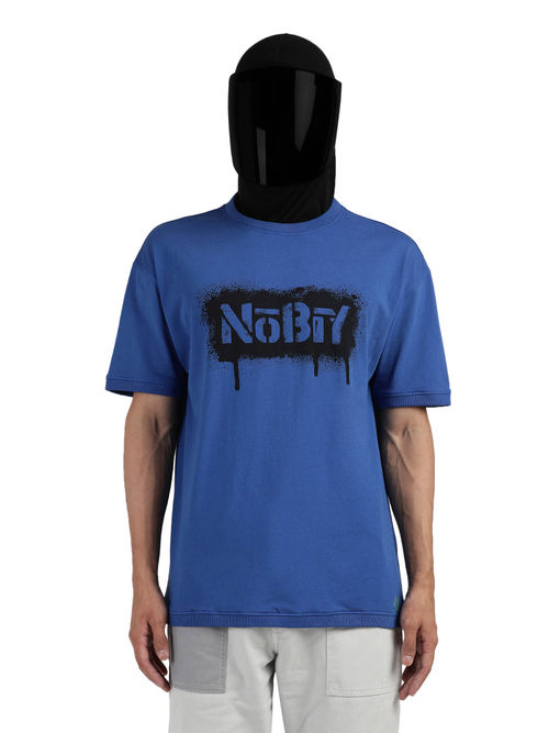 NoBiY Blue Unisex Garment Dyed Graphic T-Shirt (XS) - Main Image