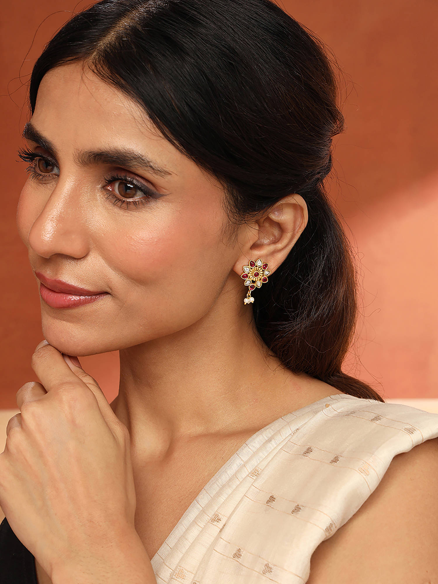 Fabindia Metal Stud Multi-Color Earrings