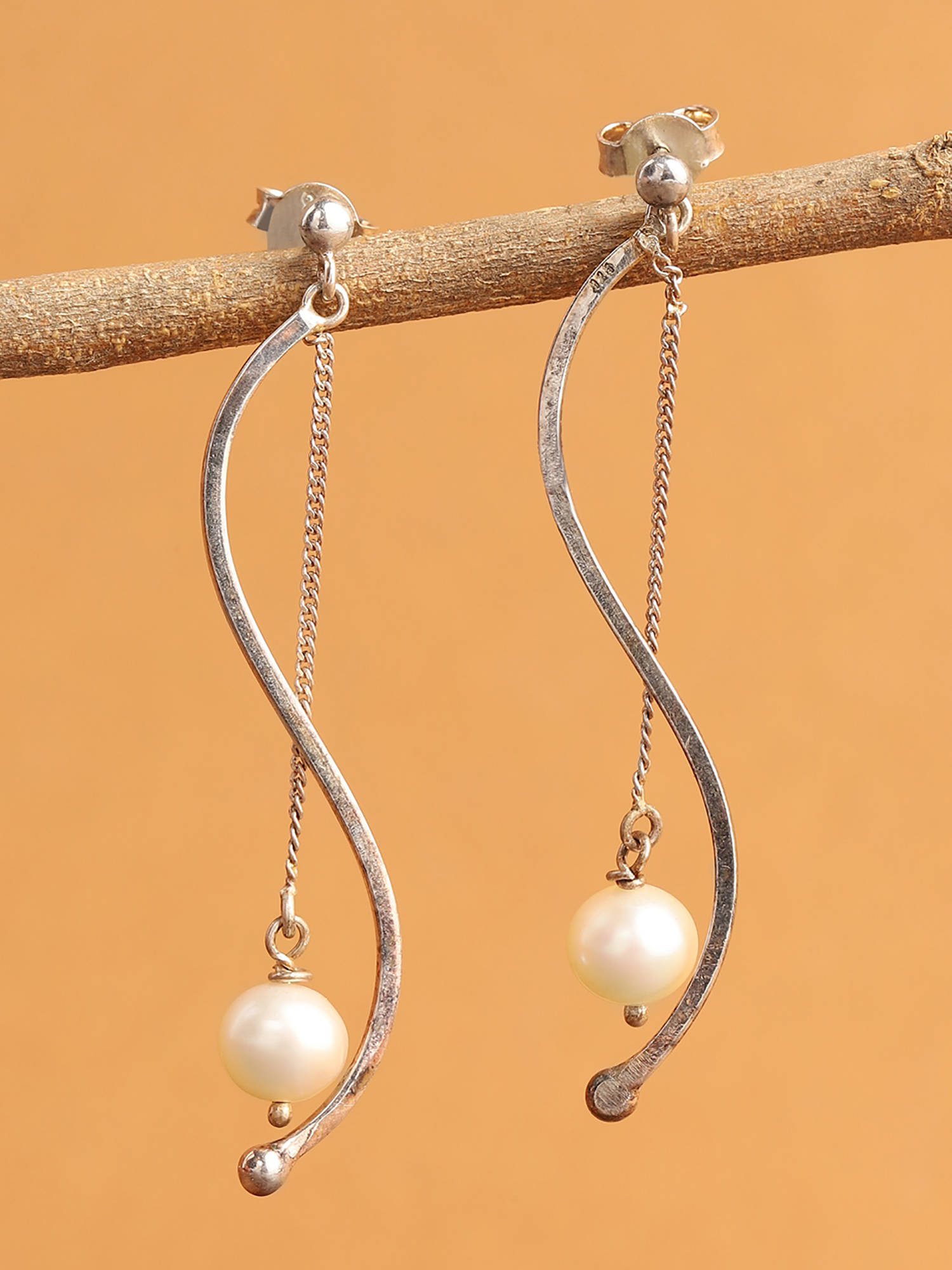 Fabindia Silver Dangler Off White Earrings