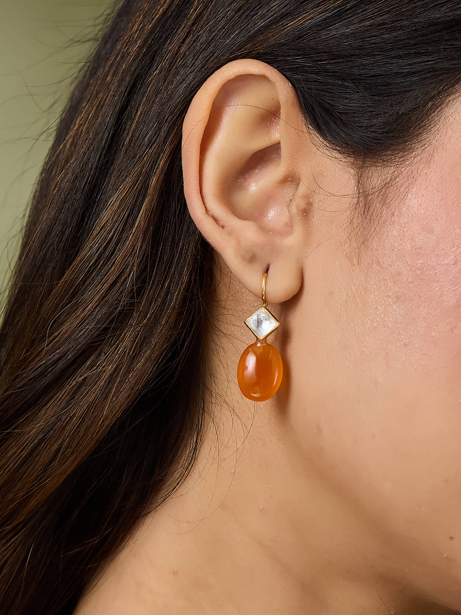 Fabindia Silver Drop Orange Earrings