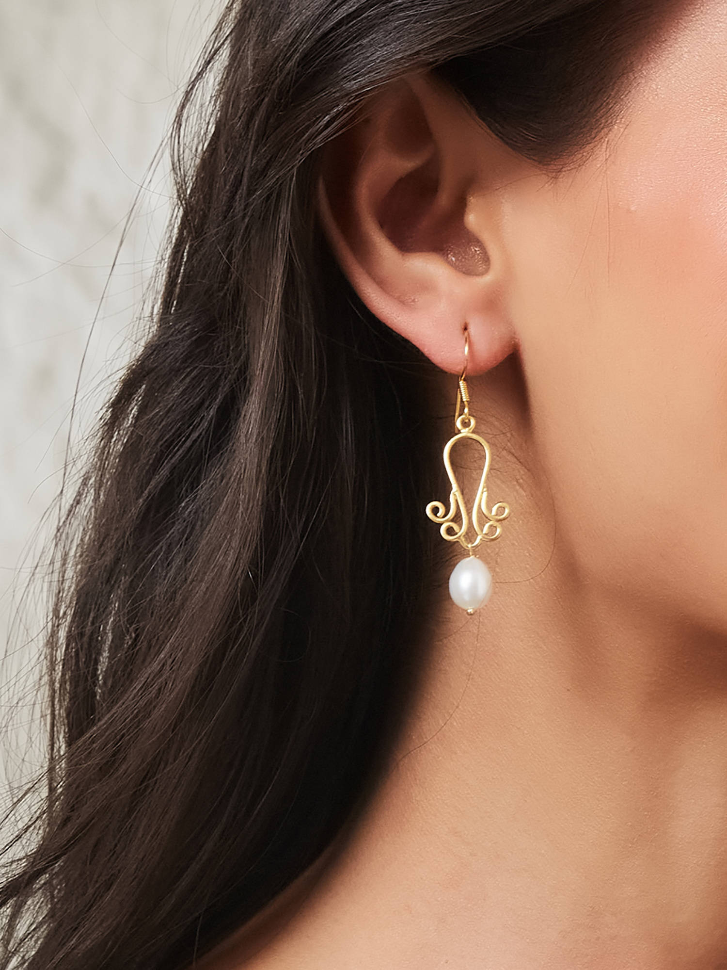 Fabindia Silver Dangler White Earrings