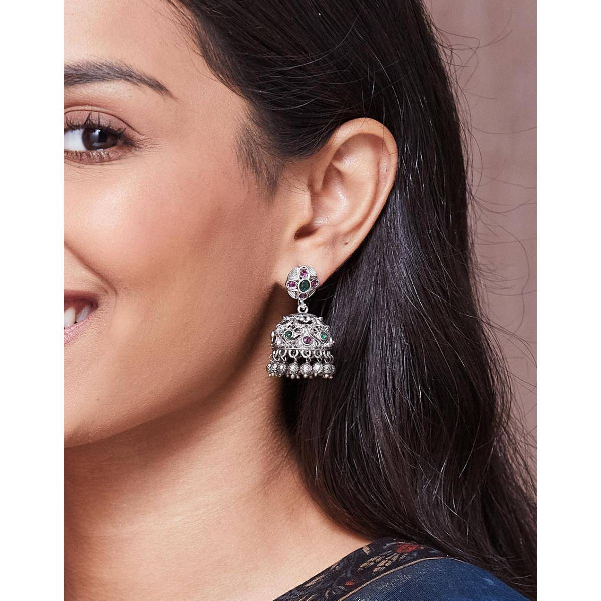 Fabindia Metal Jhumka Earrings - Multi-Colour