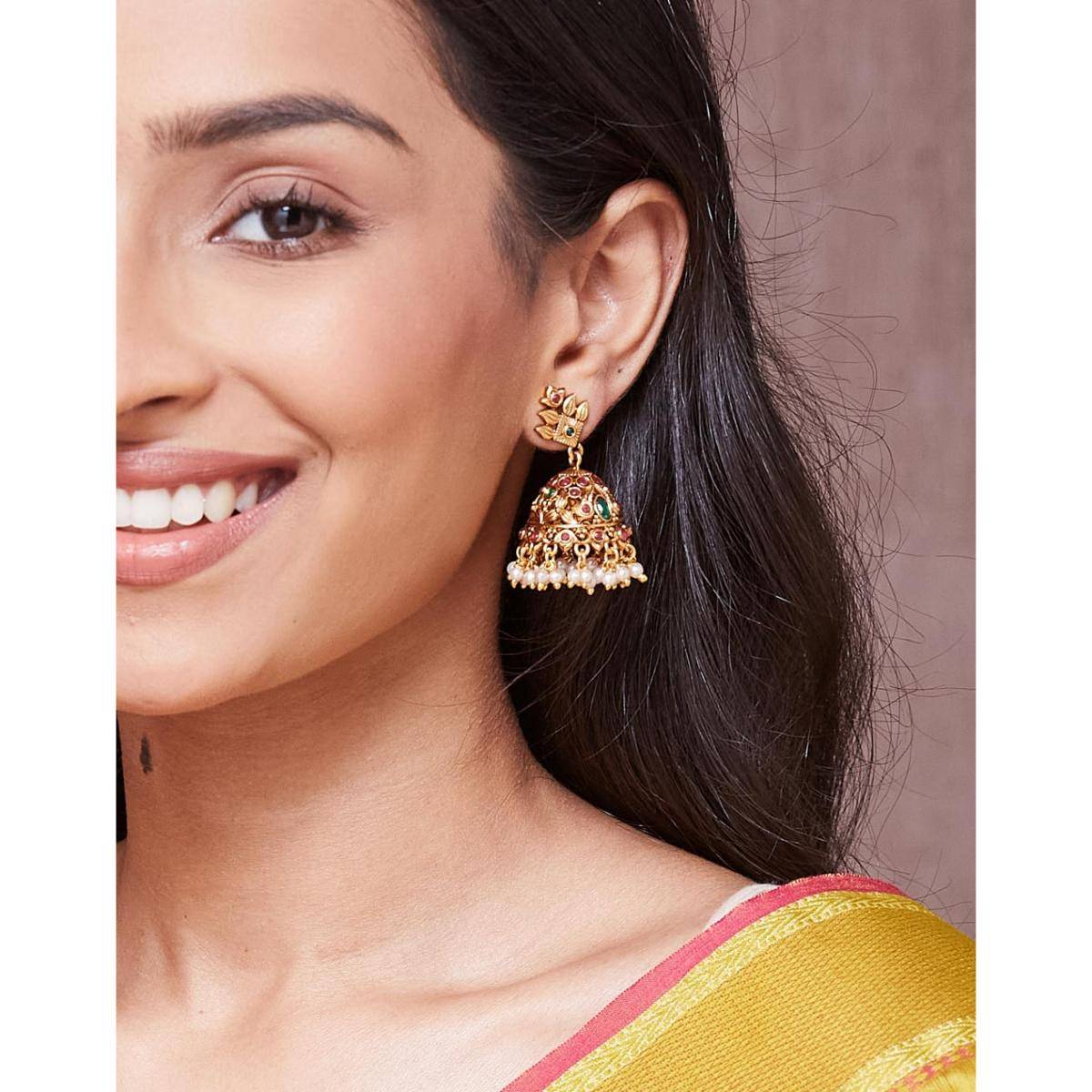 Fabindia Metal Jhumka Earrings - Multi-Colour