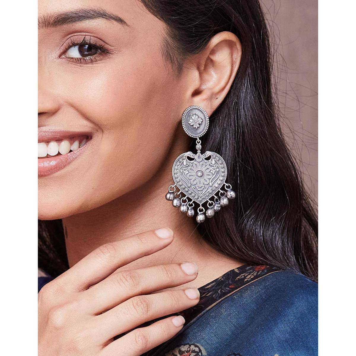 Fabindia Metal Dangler Earrings - Silver
