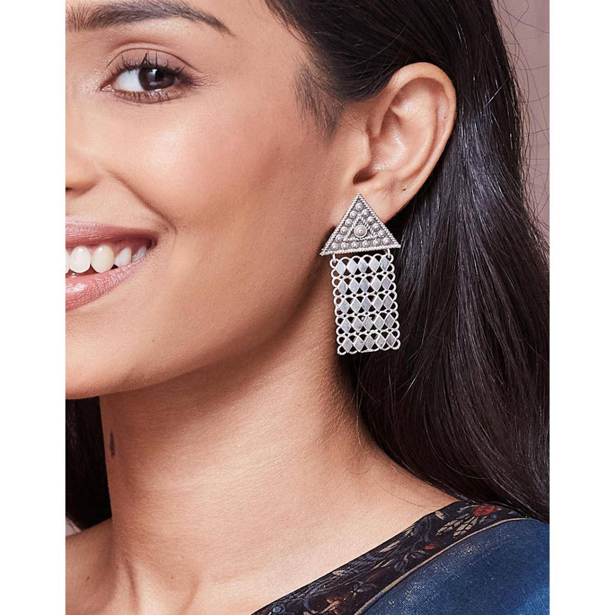 Fabindia Metal Dangler Earrings - Silver
