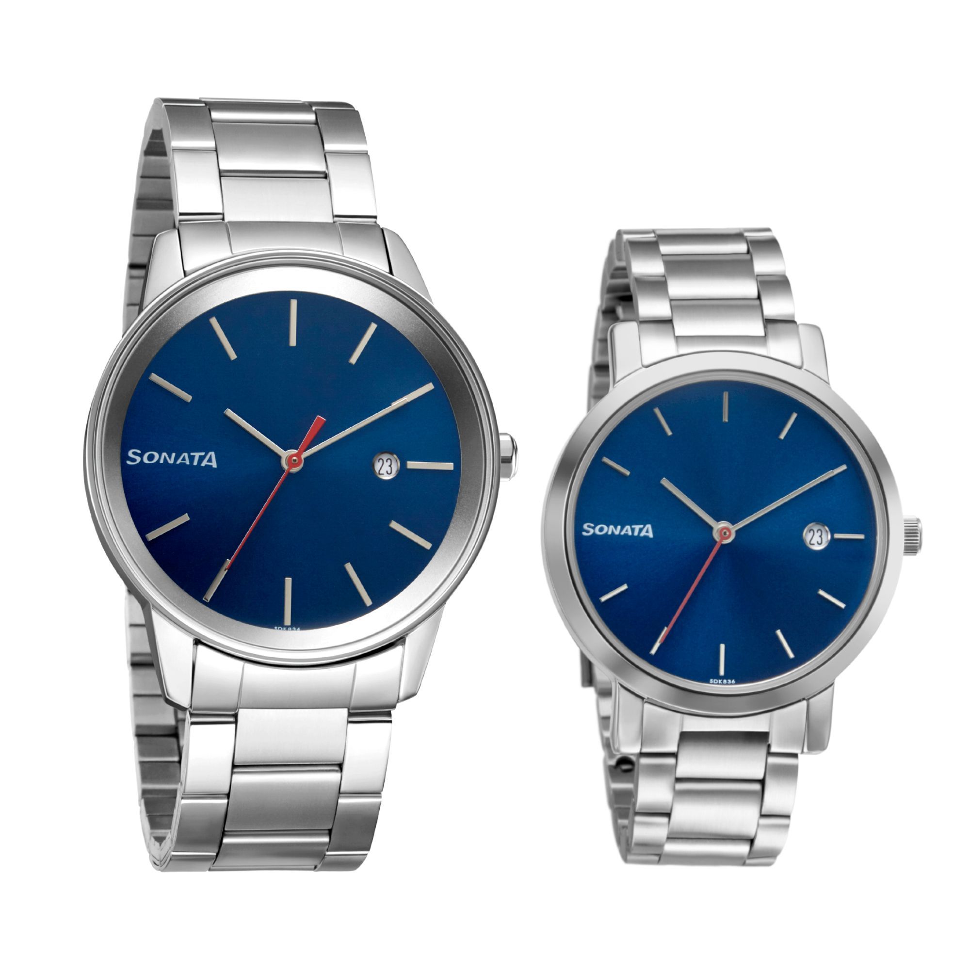 Sonata 71338164SM01 Blue Dial Analog Watch For Couple