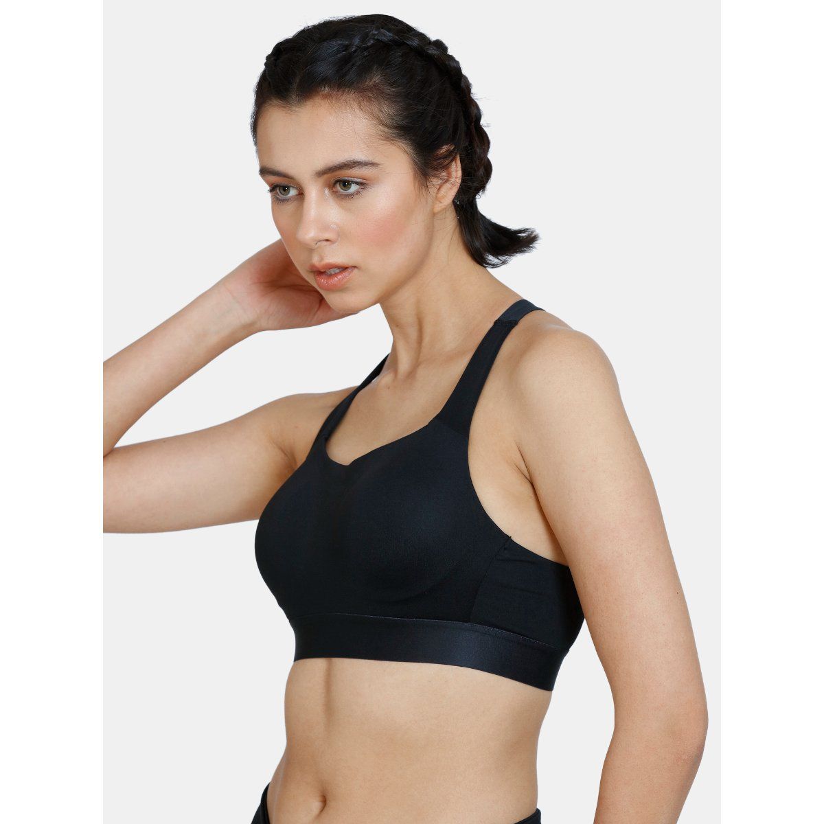 Zivame Zelocity High Impact Quick Dry Sports Bra Anthracite Black