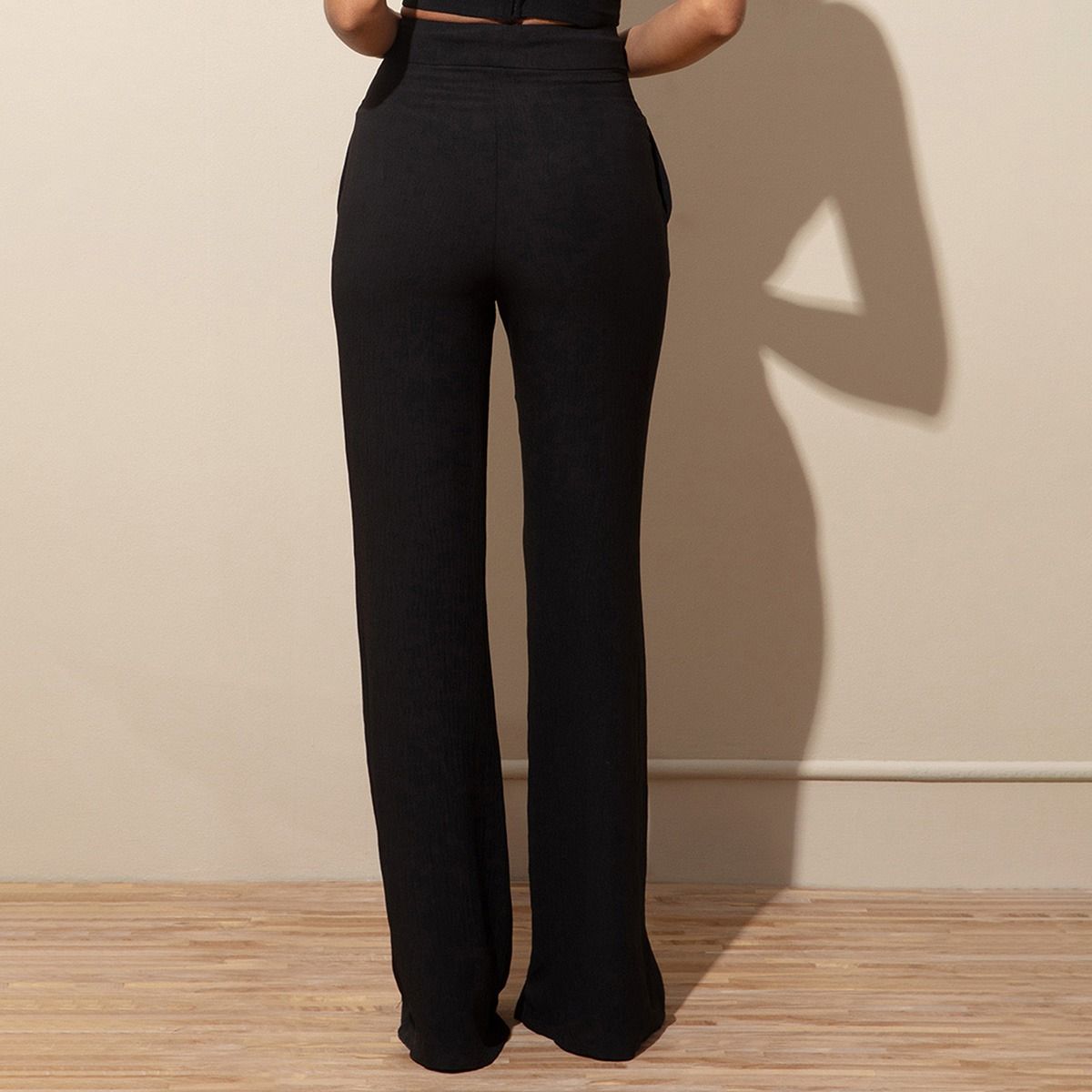 Buy RSVP By Nykaa Fashion Black Solid Flared Pants Online