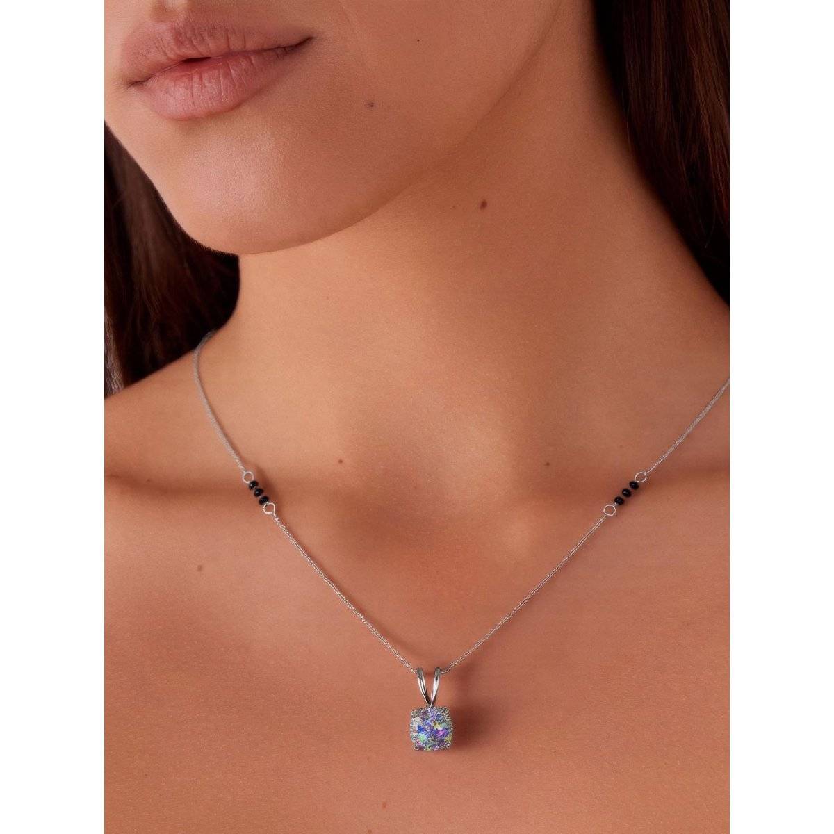Digital Dress Room Solitaire Silver Short Mangalsutra