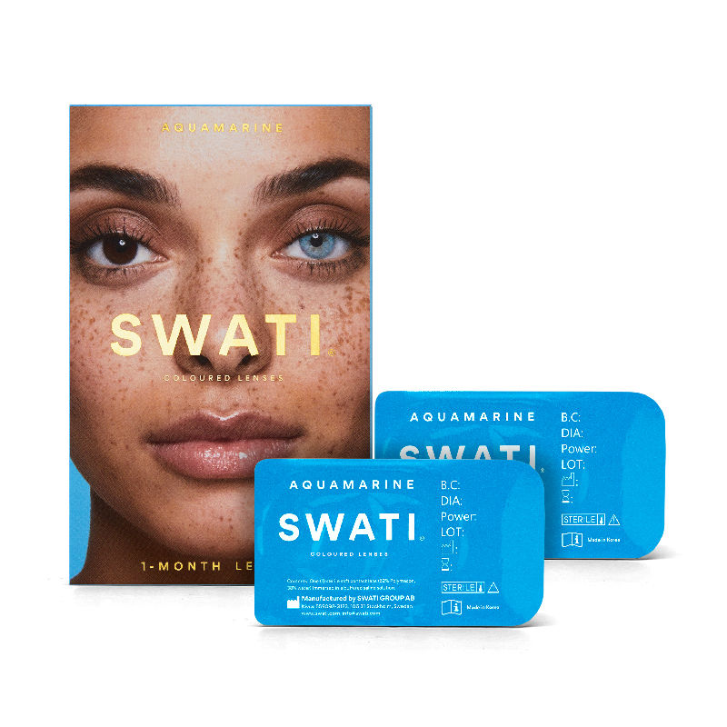 Swati Cosmetics Coloured Contact Lenses Aquamarine 1 month Power -5.25