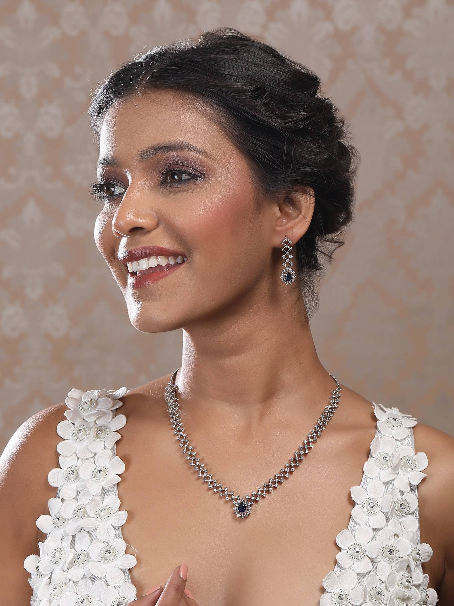 STILEADDA Handmade Blue Ad Pendant Style Necklace Set Blue