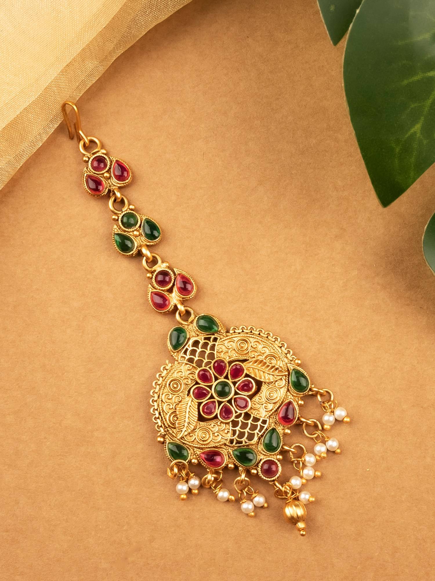 STILEADDA Gold Plated Kampu Maangtika
