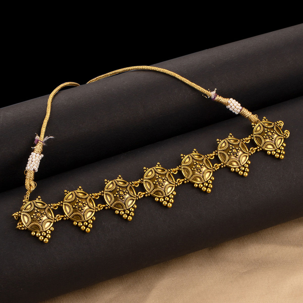 Voylla Rava Ball Oxidized Gold Plated 