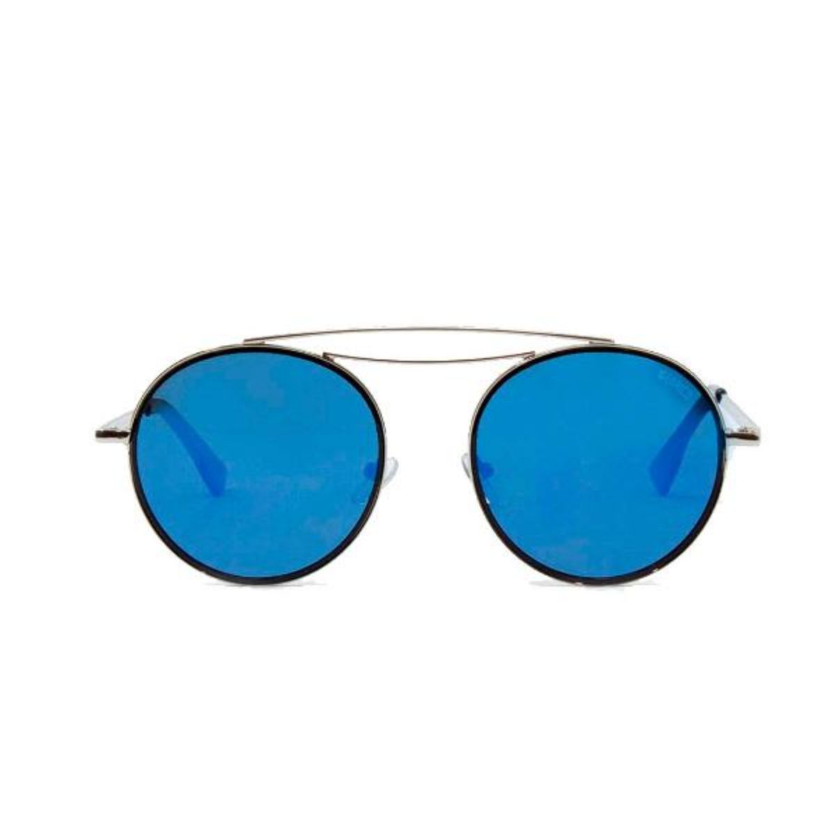 Rose Gold Flexible Round Rimless Tinted Sunglasses with Light Blue Sunwear  Lenses - Leon
