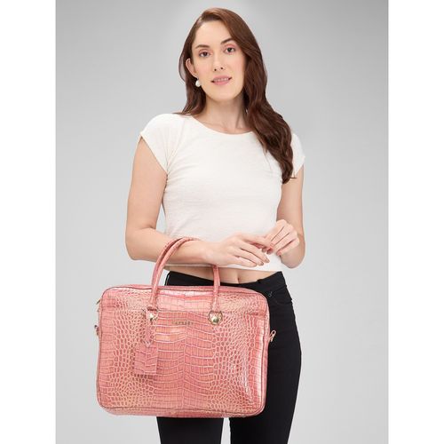 Buy Caprese Women Peach Miranda Laptop Bag with Detachable Strap