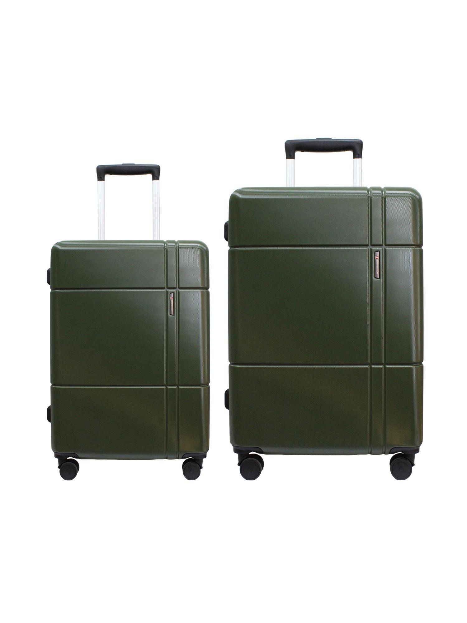 Swiss Military Unisex Dash Hard 8 Wheel Spinner Trolley Bags - Olive (Pack of 2)