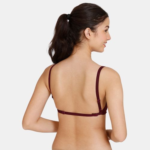 Zivame Beautiful Basics Double Layered Non Wired 3-4Th Coverage Backless  Bra Maroon (Set of 2) (36D)