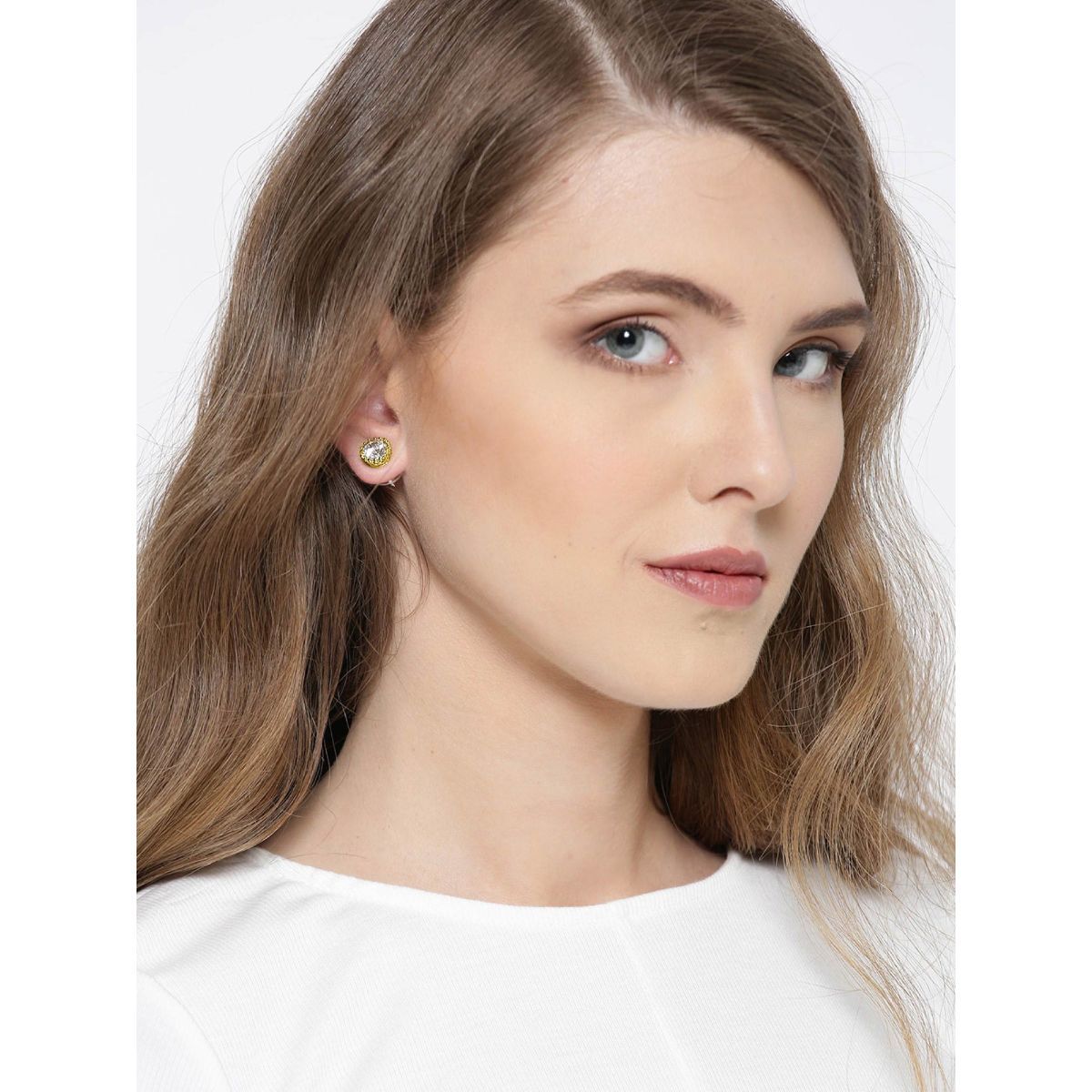 OOMPH Gold Tone Crown Shape Cubic Zirconia Ear Stud Earrings Buy OOMPH