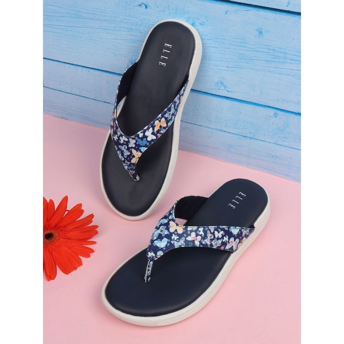 Navy flip flops online ladies