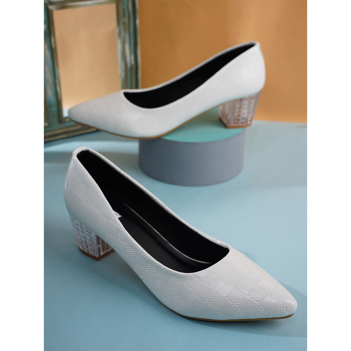 Buy ELLE White Women Slip On Pumps Online