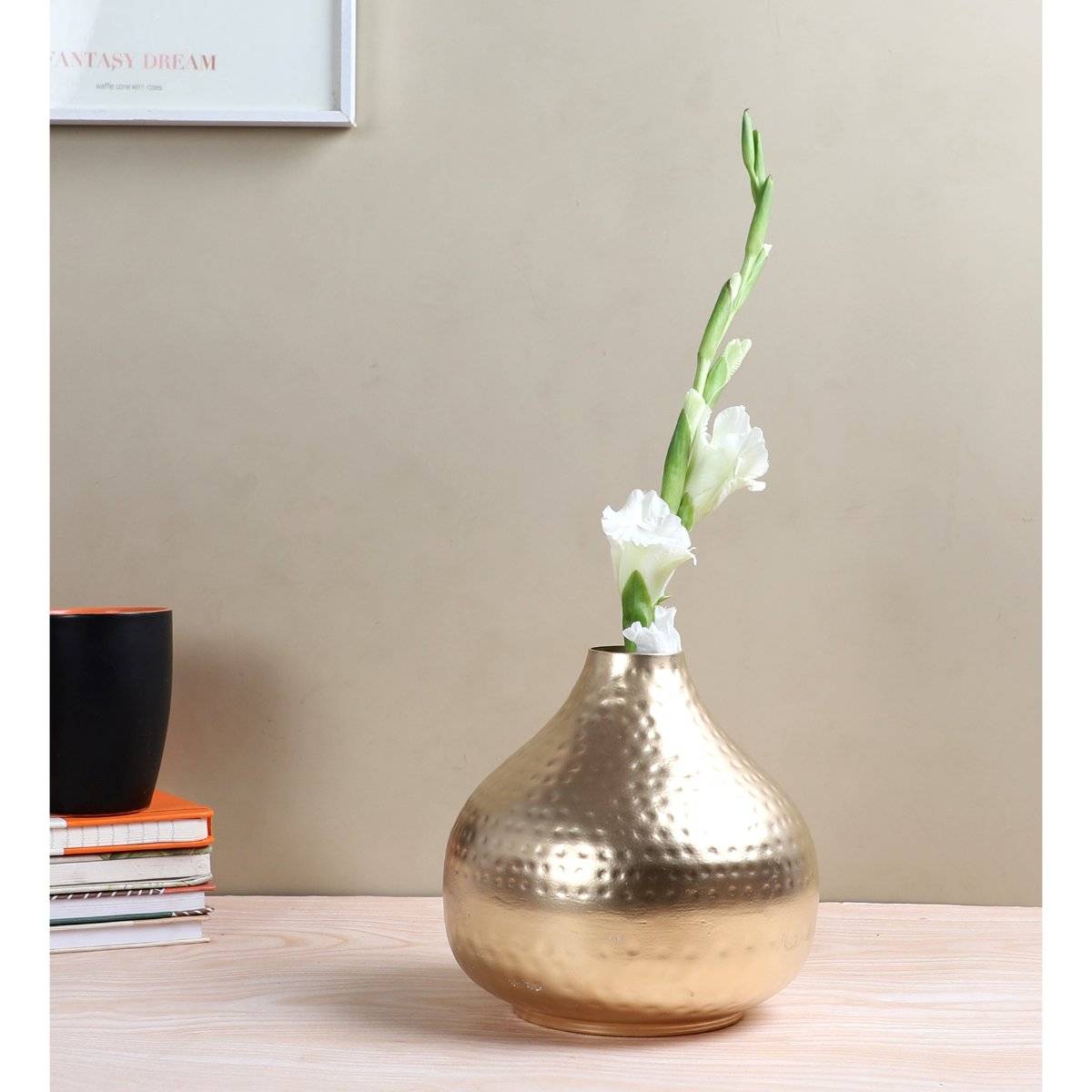 Amaya Decors Gold Hammered Flower Pot