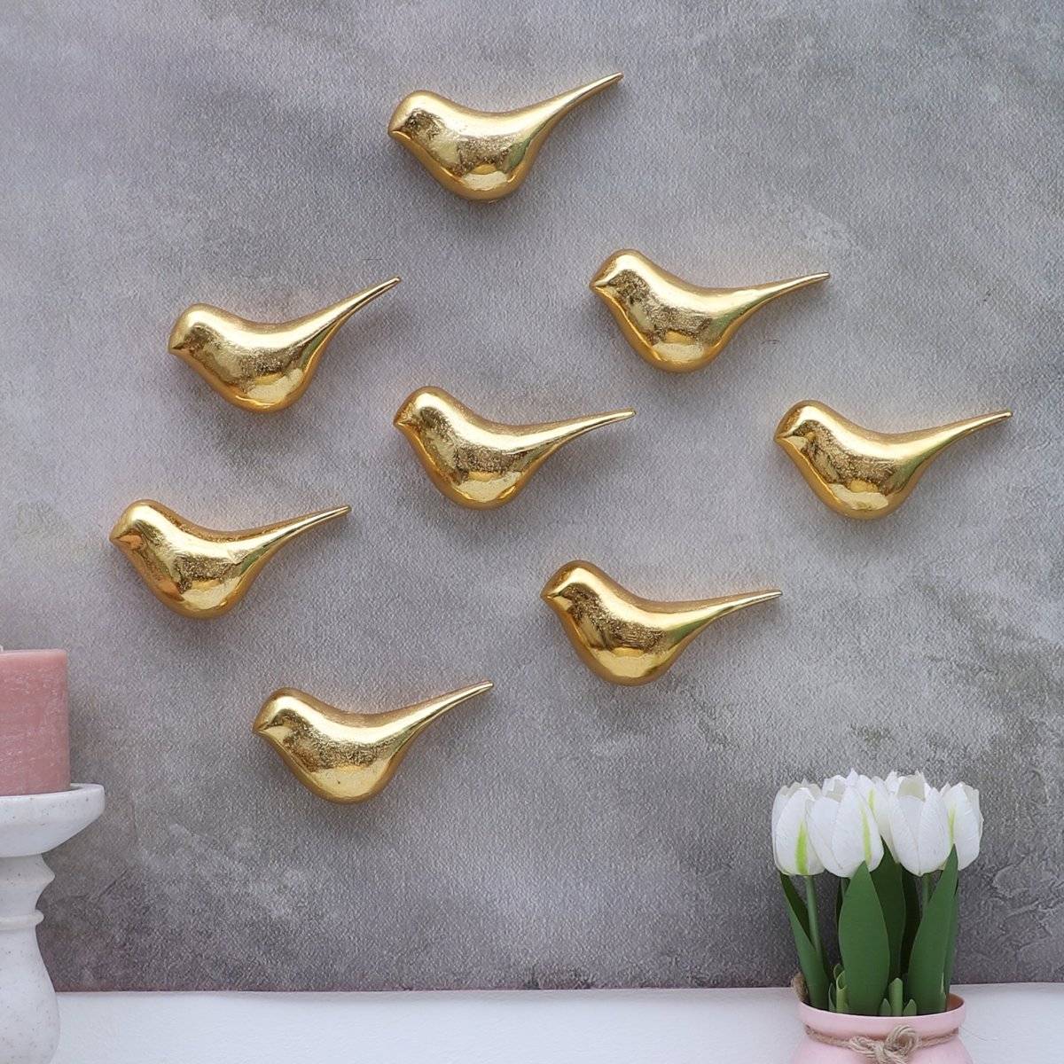 Amaya Decors Gold Small Aluminium Bird (Pack of 8)