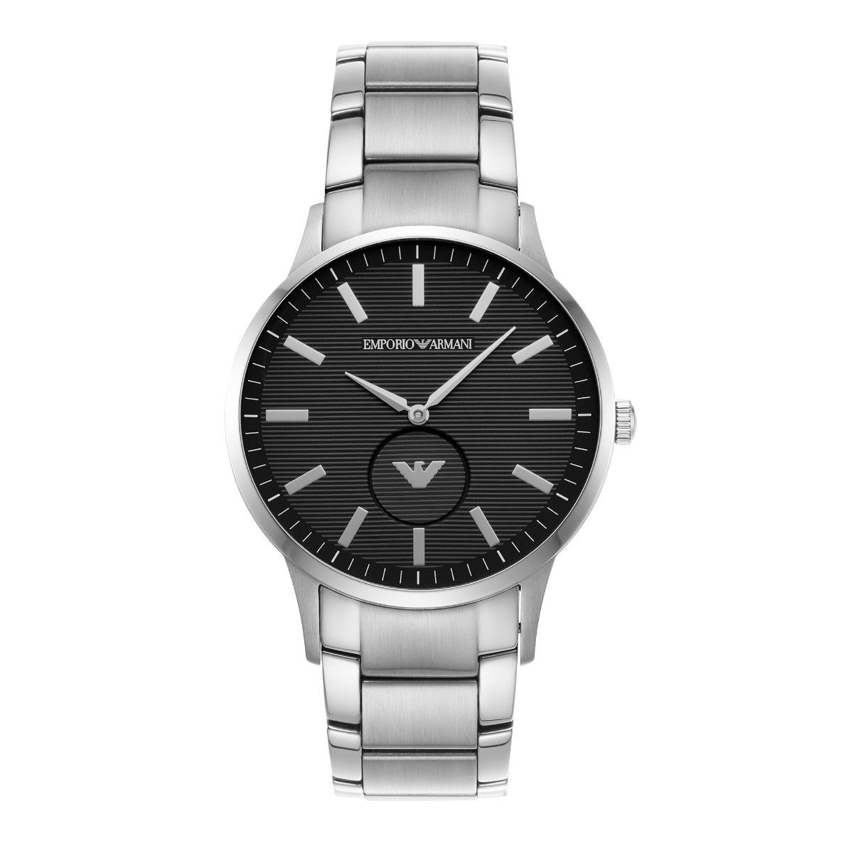 Emporio Armani Stainless Steel retailer Black Dial Rotating Logo Men's Watch AR11118