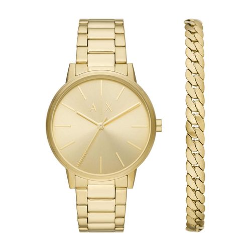 Buy ARMANI EXCHANGE Gold Watch with Bracelet AX7144SET (M) Online