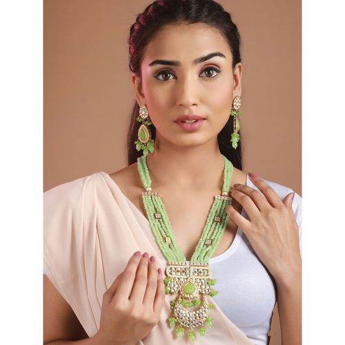 Buy Priyaasi Green Floral Kundan Multilayer Maharani Haar Set Online