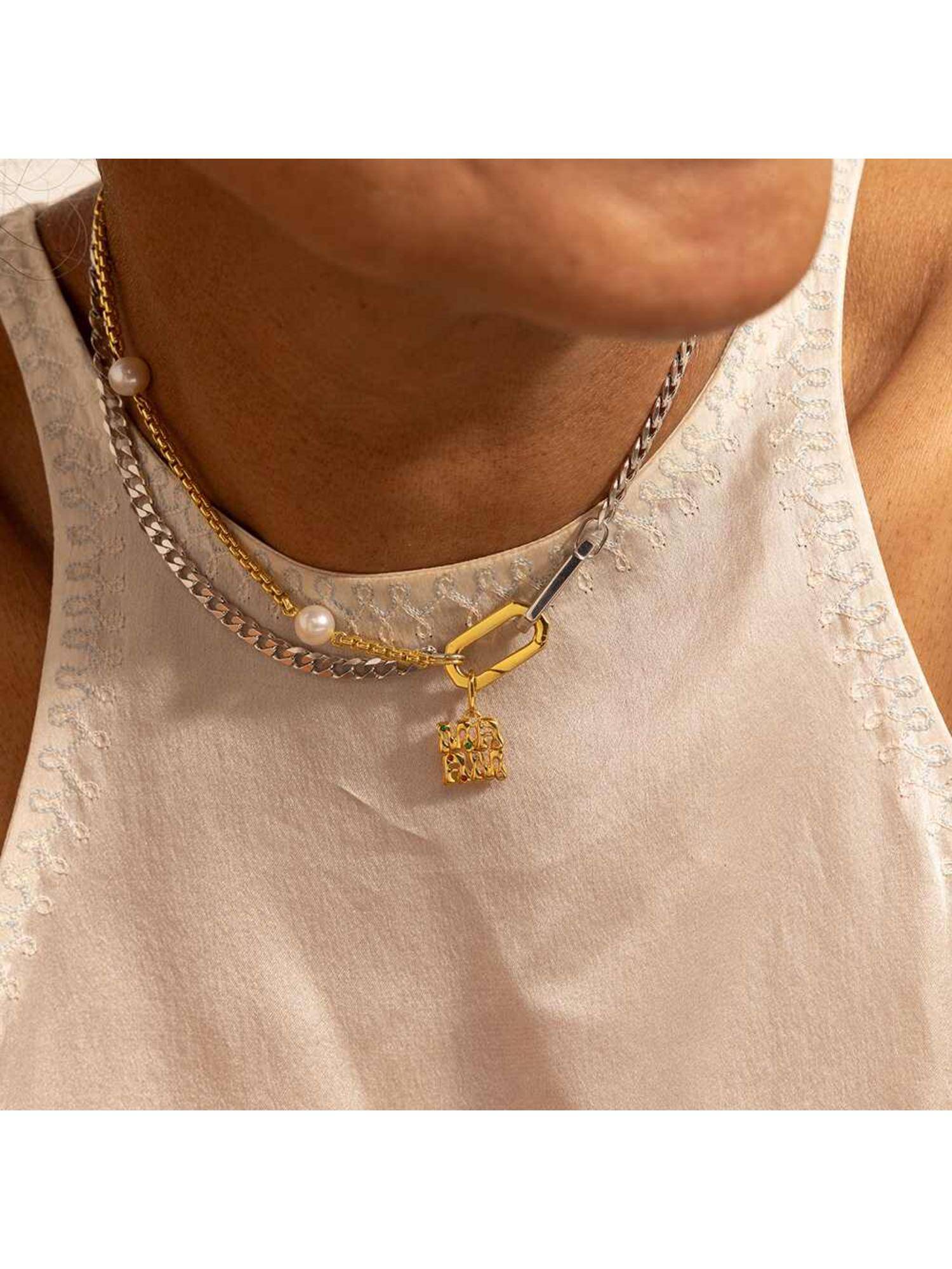 Nishani Women Sterling Silver Mama Charm with Multi-Colour Pendant