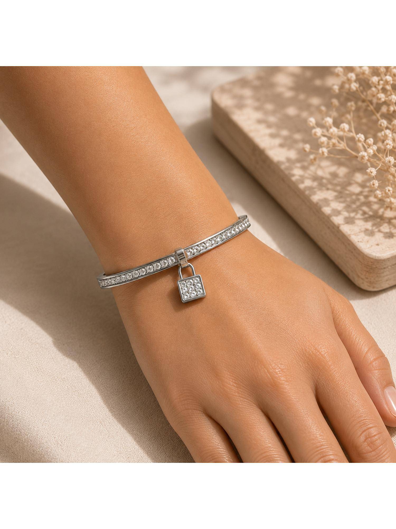 Salty Women Stainless Steel White Stones Bracelet