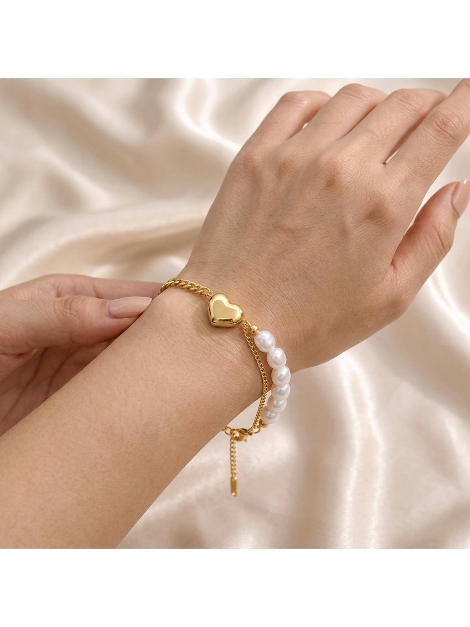 Salty Women Stainless Steel White Pearl Bracelet