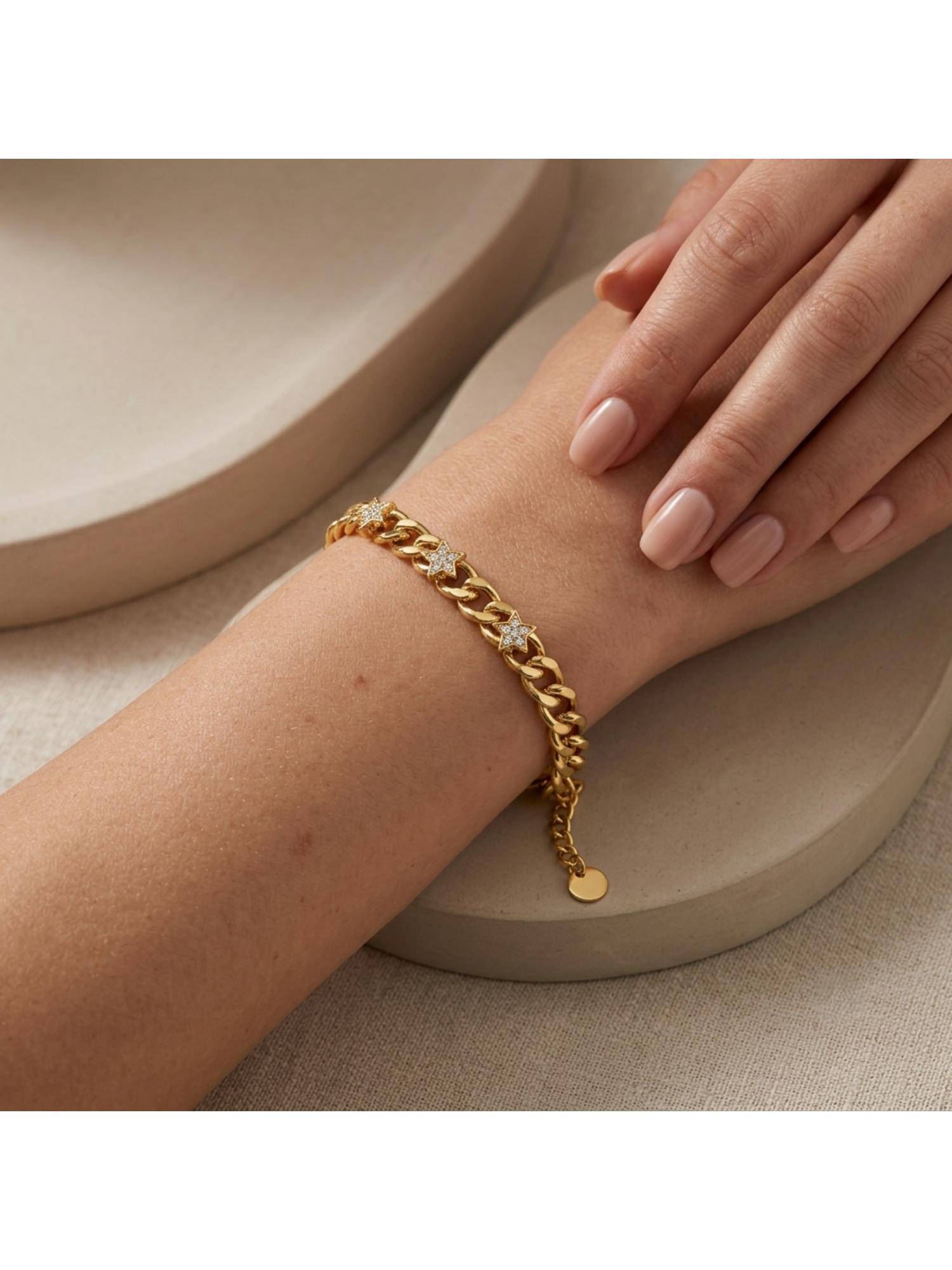 Salty Women Stainless Steel White Stones Bracelet