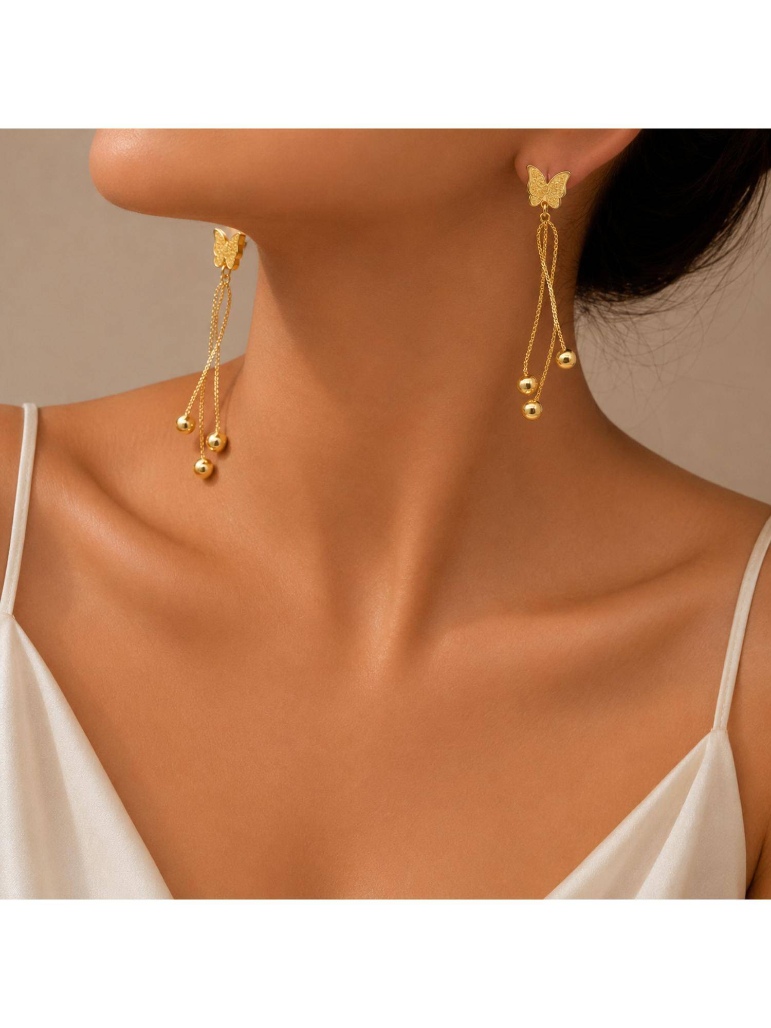 Salty Women Stainless Steel Gold Statement Pair of Earrings