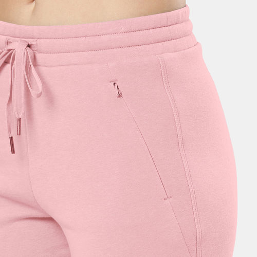 Women's Super Combed Cotton Rich Fleece Fabric Relaxed Fit Trackpants With  Zipper Pockets - Lilas