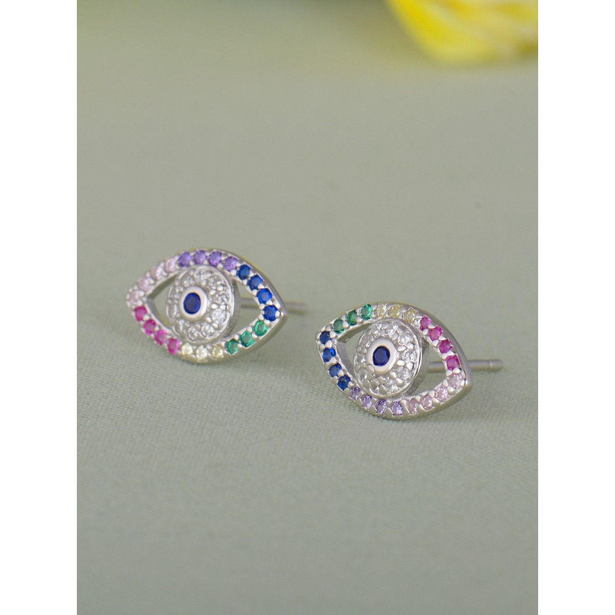 Adornia Evil Eye Stud Earrings silver – ADORNIA